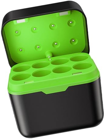 KieTeiiK Custodia Ricarica Rapida in ABS A 8 Slot per Batterie Ricaricabili con Indicatore Sovraccarico E Luci LED Custodia per Caricabatteria