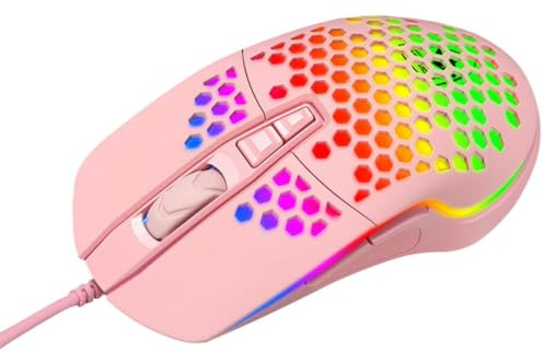 LALADEFIEE Souris de Jeu pour Ordinateur Creuse en Plastique 6 Boutons Programmables, Résolution Optique 2500dpi, Connecteur USB, pour Jouer Jeux sur Ordinateur