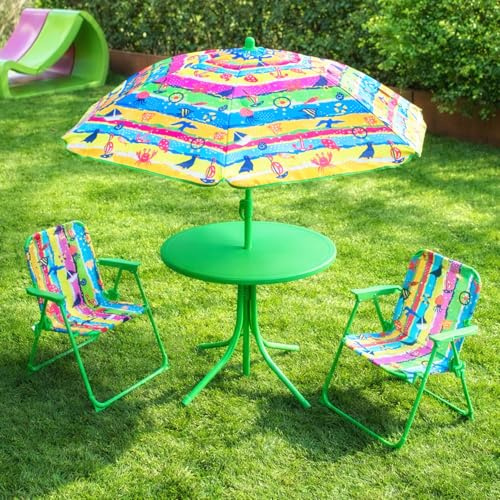KASANOVA Set tavolino, ombrellone e 2 sedie bambino verde
