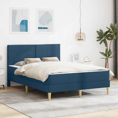 QUAHEAS Bed Frame Blue 160 x 200 cm Polyester with Mattress, Plywood Frame, Ergonomically Breathable, Includes Cold Foam Topper, Ideal for Bedroom, Comfortable Sleeping Pad
