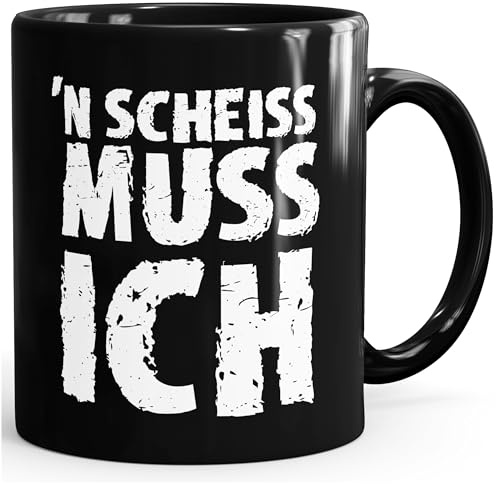 MoonWorks Kaffee-Tasse Einen Scheiß muß ich Spruch-Tasse Teetasse mit Spruch einfarbig Schwarz unisize
