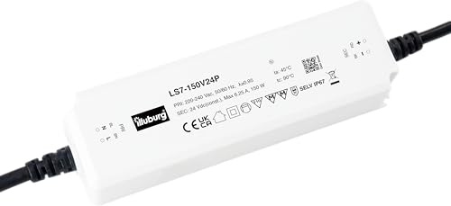 Transformateur LED 24 V 150 W - Tension constante IP67 - Étanche - Sans scintillement - Pour bandes LED - Bloc d'alimentation Driver - Transformateur