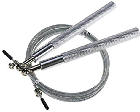 DLRSET Universalseil -Springseil, Aluminum Handle Steel Wire Kugellager Springseil Stahldraht, for Fitness-Studio Fitnesstraining Abnehmen (Color : Silver)