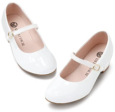 MIXIN Womens Ladies White Low Block Heel Mary Jane Style Work Court Shoes Pumps Size 3