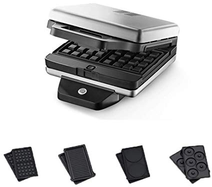 GQF Mini waflera 5 en 1, tostadora de sándwiches, Prensa de panini, máquina de rosquillas, Tablero Antiadherente Recubierto, 8000W, Control automático de Temperatura, Calentamiento por Ambos Lados