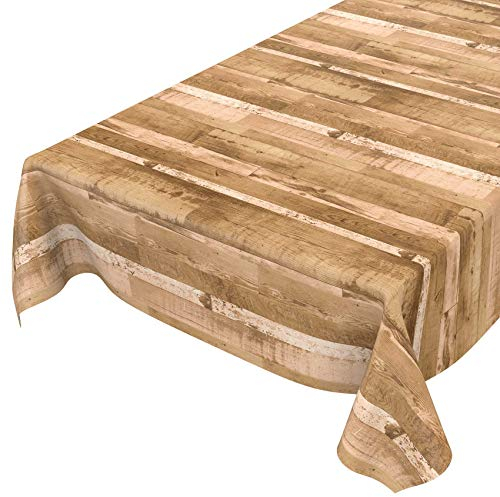 ANRO Abwaschbare Tischdecke ohne Einfassung – Holzoptik Hellbraun – pflegeleichtes Wachstuch rechteckig – für Innen- & Außenbereich 100 x 140 cm (Rechteckig)