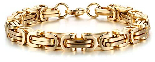 Mesnt Schmuck Armband Gold Herren, Titan Gold Weave Kettenarmband für Herren, Stil-3