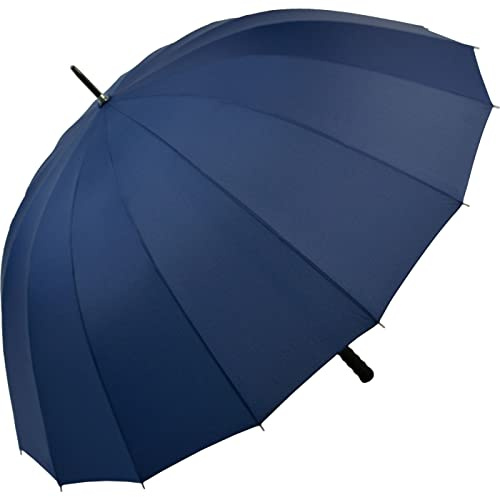 iX-brella Parapluie XXL léger en 16 pièces avec poignée douce et agréable - Diamètre : 1,29 m, Insignia bleu, 129 cm, Parapluie de golf XXL