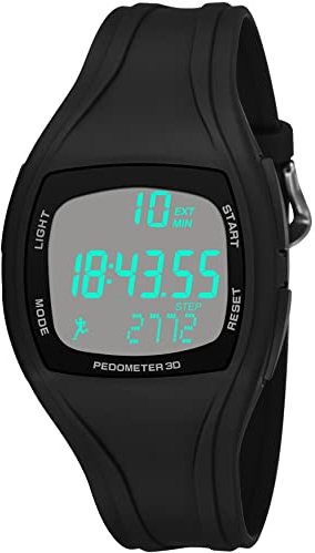 findtime Digital Uhr mit Schrittzähler, Sport Digital Armbanduhr Herren Damen Kinderuhr mit Stoppuhr 50M Wasserdicht Sportuhr LED Kalender Wecker
