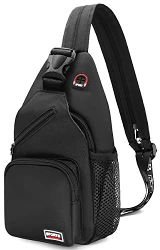 Sling Bag Brusttasche Rucksack Damen und Herren Oxford-Stoff Schulterrucksack Crossbody Bag Umhängetasche Sporttasche Casual Daypack für Outdoorsport, Reisen, Einkaufen (Schwarz)
