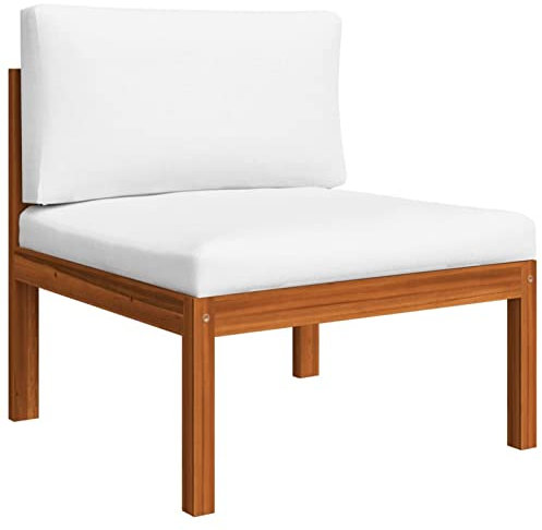 Gecheer Garten Mittelsofa mit Kissen Gartensofa Sofa Lounge Sessel Loungesessel Einzelsofa Gartenmöbel Gartensessel Terrasse Akazie Massivholz