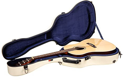 Crossrock Deluxe Fiberglas-Koffer für 40/41 Dreadnought-Akustikgitarre mit abnehmbaren Schultergurten – Elfenbein