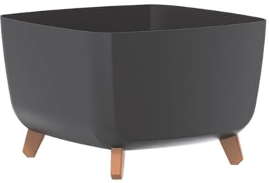 Prosperplast Gracia Square Blumentopf mit abnehmbaren Beinen inkl. Einsatz für Innen- und Außenbereich Pflanzgefäß Quadratisch Kunststoff UV-beständig 39x39x27cm (Anthrazit)