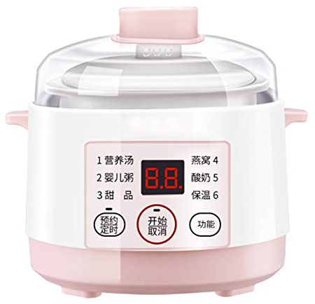 Mijoteuse électrique avec revêtement en céramique 1L, cuisinière électrique intelligente domestique avec fonction de réservation et 6 réglages de cuisson, pour 1 à 2 personnes, 200