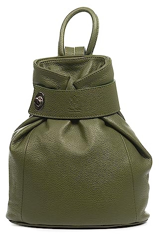 FIRENZE ARTEGIANI. Edvige Damen-Rucksack, Echtleder, Dollaro-Finish, 34 x 13,5 x 32 cm, Farbe: Grün, grün, Talla única, Casual