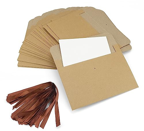 30 Stücke Retro Briefumschläge, HASLED Kraftpapier Umschläge mit Bändern, DIY Umschläge mit Karten Blanko, für Grußkarten Einladung Geburtstagskarten