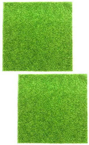Happyyami 2 STK Künstliches Moos Miniaturornamente Künstlicher Rasen Beflockte Ornamente Künstlicher Garten Grüner Teppich Haustier Teppich Rasenteppich Teppiche Fee Falsches Moos