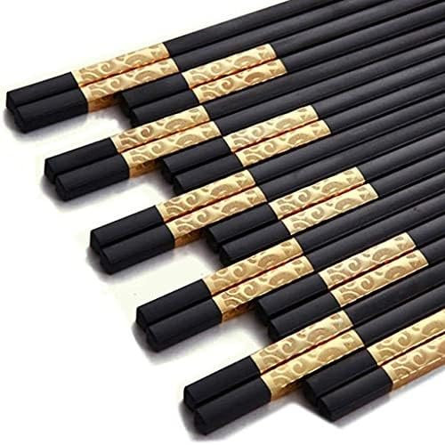 DOOKAA Bacchette Cinesi Bacchette Giapponesi Bacchette, Bacchette in Fibra di Vetro con Confezione Regalo, 10 Paia di Bacchette Nere Giapponesi e Coreane regalobacchette Sushi