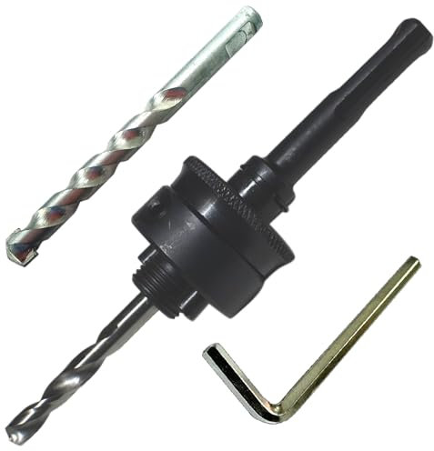 Hole Saw Arbor SDS Plus Quick Connect Arbor For Hole Saws 1 1/4 Upto And Inc 8 SDS Plus Hole Saw Mandrel HSS And TCT Pilot Drills For Drilling Wood Steel and Concrete with an SDS Plus Drill