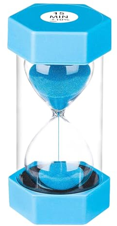 SuLiao Clessidra 15 minuti blu, set timer per orologio uova, vetro colorato, timer per bambini, scuola, bambini, lavarsi i denti, Kita, ufficio, casa, decorazione, giochi, aula, cucina