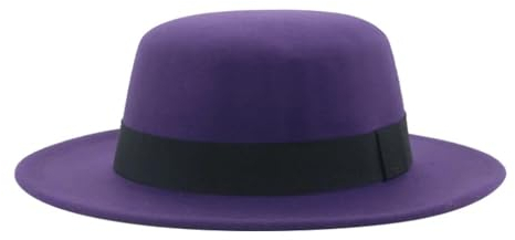 SOYNIA Fedora Trilby Filzhut Hut Hüte Für Frauen Band Band Gürtel Kleid Formelle Damenhüte Street Dancer Runde Oberseite Kuppel-Fedora-Hüte 56–58 cm (Erwachsene) Flach-Lila