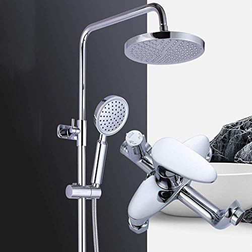 Juego de ducha de plata para el hogar, juego de ducha fría y caliente, grifo de ducha de latón, rociador superior redondo de 20cm, 3 modos delicados Beauty Comes