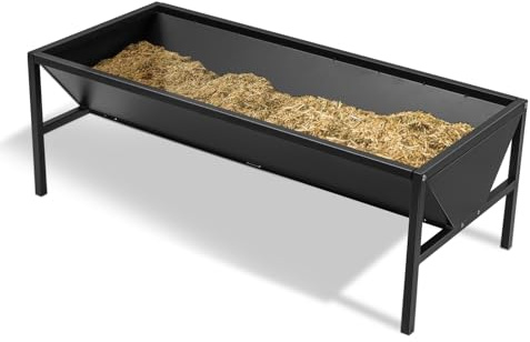 ICITYWALL Livestock Feeder Galvanized Steel Feeding Trough, Heavy-Duty Pasture Feeder Large Capacity Livestock Feeding Trough, Easy and Strong Assembly, for Goats, Sheep, Horses, Alpacas