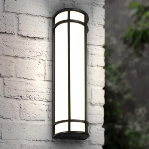 ASD LED 24 Half Cylinder Wall Light Fixture, Outdoor Patio Sconce | 3CCT, Stainless Steel, Waterproof, Energy Star, ETL Listed | 24W 1970LM 3000-5000K 100-277V | Exterior Lighting | Black