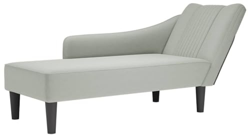 vidaXL Chaiselongue mit Rechter Armlehne Hellgrau Samt