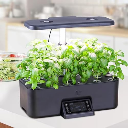 Sistema di Coltivazione Idroponica, Giardino di Erbe Aromatiche A 17 Baccelli con Luci di Coltivazione A Spettro Completo E Display Digitale A LED Fioriera da Giardino Intelligente per Interni con
