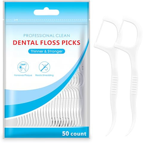 Flintronic 50Pcs Dental Floss, Portable Dental Toothpick, Disposable Floss Picks, Tooth Picks Sticks Interdental Cleaning Tool for Travel Home Office Restaurant