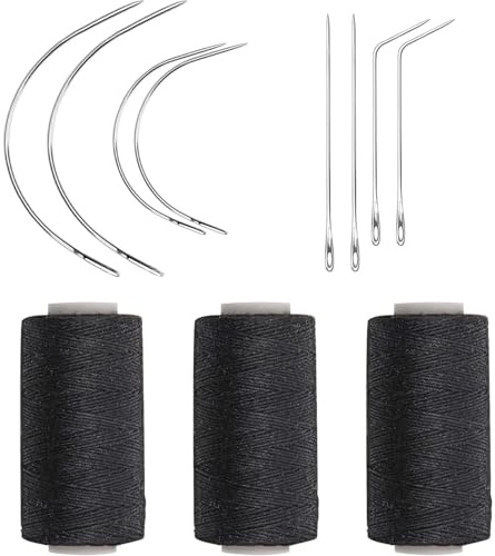 11 herramientas de extensión de cabello con hilo de extensión de cabello y agujas tipo curva C, juego de agujas e hilo, herramientas profesionales de extensión de cabello, para tejer, costura,