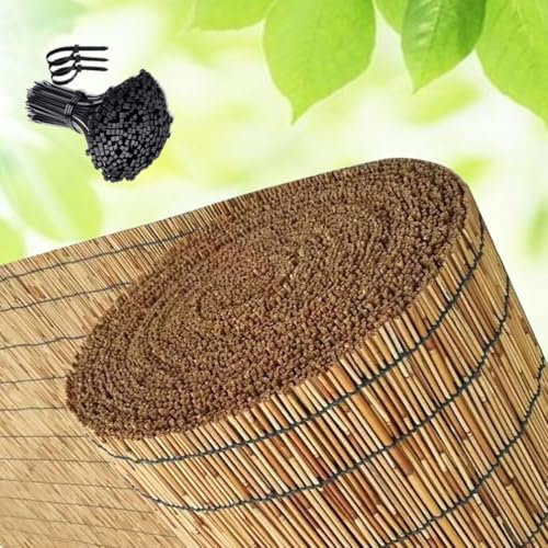 Pantalla De Caña para Jardín Resistente Al Agua Rollos De Cercado De Bambú Valla de Privacidad da Balcón Estera Caña Natural para Pared Piscina 70cm 90cm 100cm 125cm(Marrón)