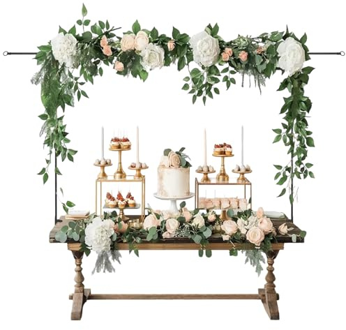 Marco de mesa decorativo, 86-242 cm, arco de mesa ajustable con pinzas, soporte de arco de mesa de metal para cumpleaños, boda, fiesta, decoración de aniversario