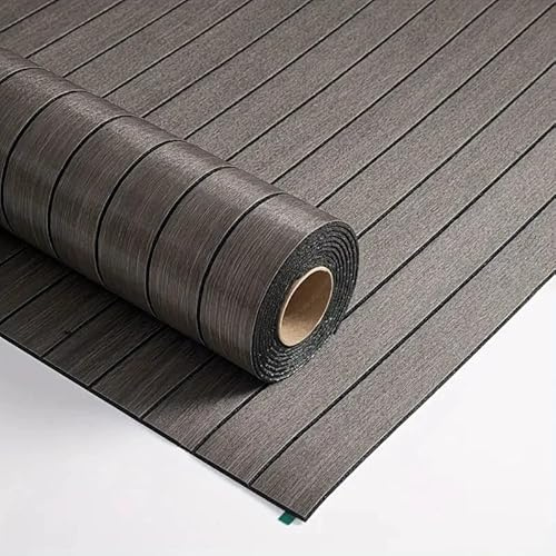 3D Effect Self-Adhesive Wood Slat Peel and Stick Wallpaper, Vinyl Soundproof Waterproof PVC Wall Panel for Interior Wall Decor, Ceiling, TV Background (Smoked, 60cm×300cm)