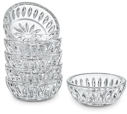 H&D HYALINE & DORA Runden Glasschüssel, spülmaschinenfest, Pinch-Schüsseln zum Dippen von Gewürzen und Soße, stapelbar, 50 ml, 6er-Set