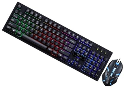 Operitacx Teclado y Ratón para Mecánico Cable Teclado Iluminado para Oficina y Hogar Ratón de Precisión para Jugadores