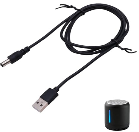 CeoxThao USB to DC Power Cable 1m, Universal 5V Fast Charging Cable with USB 2.0 A Male to DC 5.5x2.1mm Plug Adapter, 5v dc Power supply, Vibrator Charger (Black)