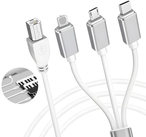 Gripiti USB B to USB C Printer Cable 3 In 1, 1M USB C to USB B Midi Cable for Scanner Digital Piano MIDI Controller Type B 2.0 Data Lead Compatible with Mobile Phones Tablets for MIDI Keyboard