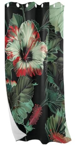 Amooorous Vintage Red and Green Flowers Blackout Curtains for Sliding Glass Door Decorative Window Cover For Bedroom & Living Room 84 inches cortinas para cocina