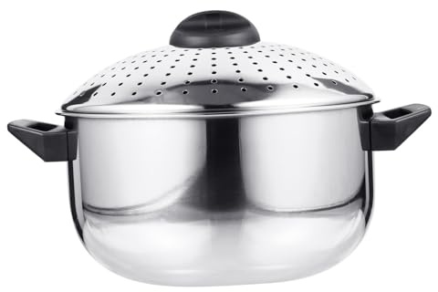 WEKADRIN Marmite à Soupe Acier Inoxydable 24Cm Passoire Amovible Couvercle Filtrant Fond Autocuiseur Haute Température pour Pâtes et Soupes