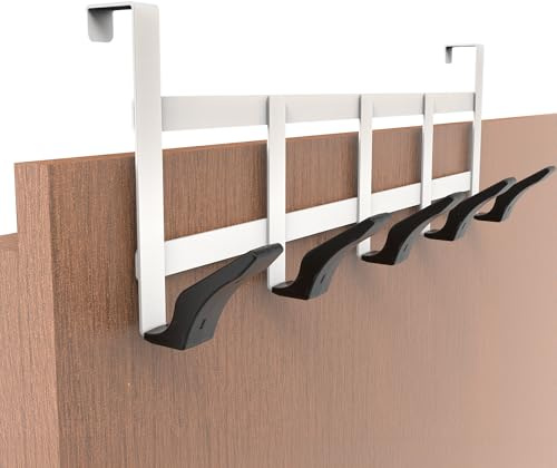 Menz Premium Türgarderobe - Weiß Türhakenleiste zum Einhängen | Praktische Türgarderobe Zum Einhängen Aus Edelstahl – Kleiderhaken Tür Ohne Bohren Für Badezimmer, Flur & Schlafzimmer