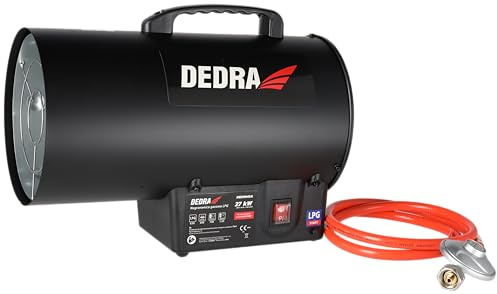 Gasheizgebläse 27 kW DEDRA 300 m³/h, elektrische Piezozündung, Betriebstemperaturbereich: 20–50°C, integrierter Ventilator, Sicherheitssysteme, mobil und ergonomisch