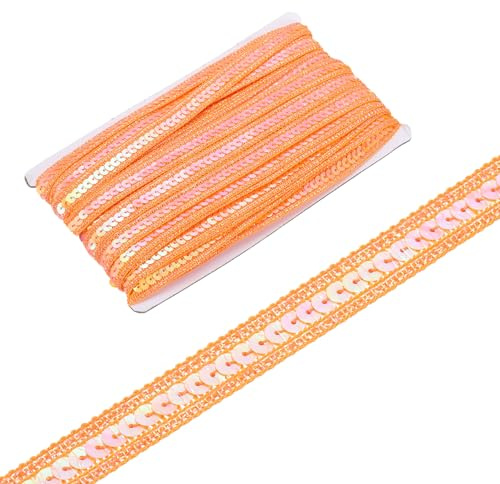 sourcing map Paillettenband, 1,3 cm x 30 m, flaches Glitzerband für Bastelarbeiten, Verzierungen, Kostüme, Hüte, Kleider, Schuhe, Stirnband, Nähen, Orange