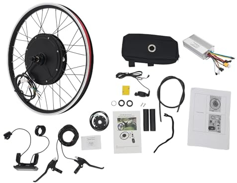 DUOSAMY 48V 1000W 24 LCD E-Bike Delantero Cubo Rueda Motor Conversión Kit para Bicicletas Eléctrico sin escobillas Hub Motor, Velocidad sin Carga Aproximadamente 51km/h