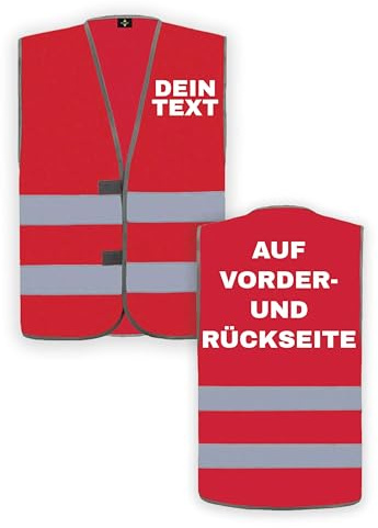 NIMAMA Personalisierte Warnweste für Erwachsene mit eigenem Text - EN ISO 20471 zertifizierte Sicherheitsweste - Reflektierende Fahrradweste für Herren & Damen - Auto & Fahrrad Warnwesten