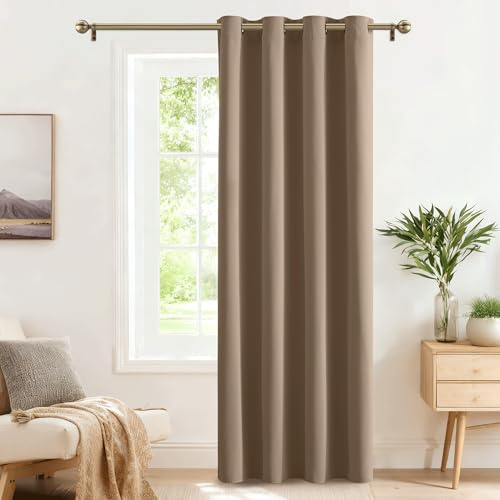 PONY DANCE Thermovorhang Hitzeschutz Verdunkelungsvorhang Wohnzimmer | 1 Stück H260 x B140 cm, Cappuccino, Sichtschutz, UV-Schutz, für Schlafzimmer, Ösenschal, Gardinen Blickdicht, Abdunkeln