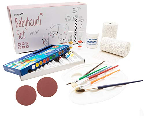 Babybauch Gips-Abdruck 3D komplett Set 24-teilig mit 18m Gipsbinden Abformset Geschenk für Schwangere praxy