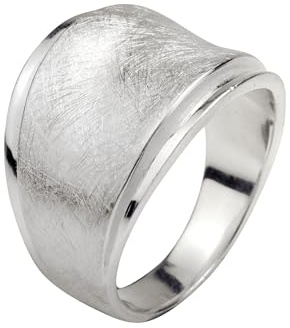 SILBERMOOS XL XXL Ringe in großen Größen Damenring Bandring zwei Stufen gebürstet glänzend Sterling Silber 925 Größen 64, 66, 68, 70