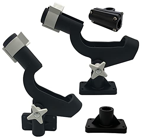 Doppelpack Rutenhalter mit 2 seitlichen Halterungen und 2 Bodenhalterungen, verstellbarer Boots-Angelrutenhalter